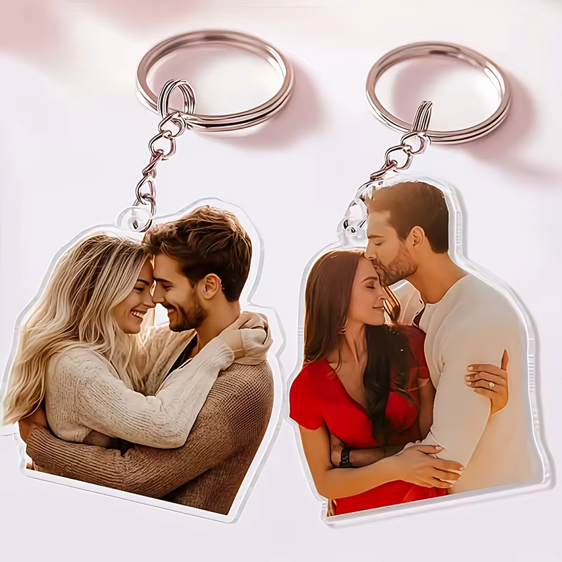 Porte-clés personnalisé avec photo de couple, porte-clés en acrylique personnalisé avec image, porte-clés portrait personnalisé pour sac, cadeau d'amour pour couple