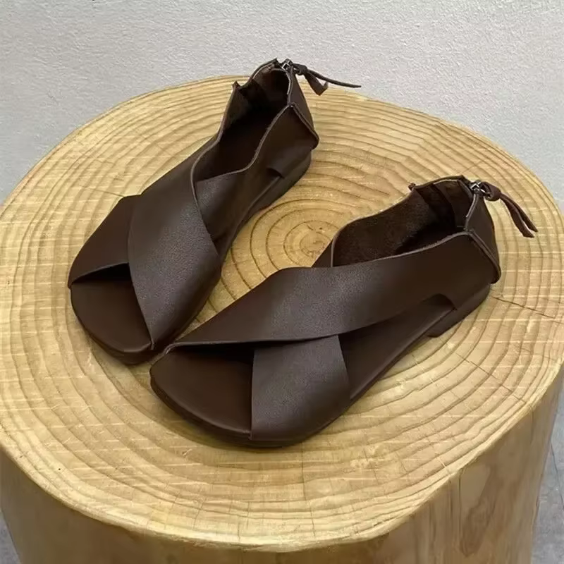 Été nouvelles femmes sandale mode bout ouvert femme Simple gladiateur chaussure appartements talon décontracté plage romain dames chaussures Sandalias Mujer
