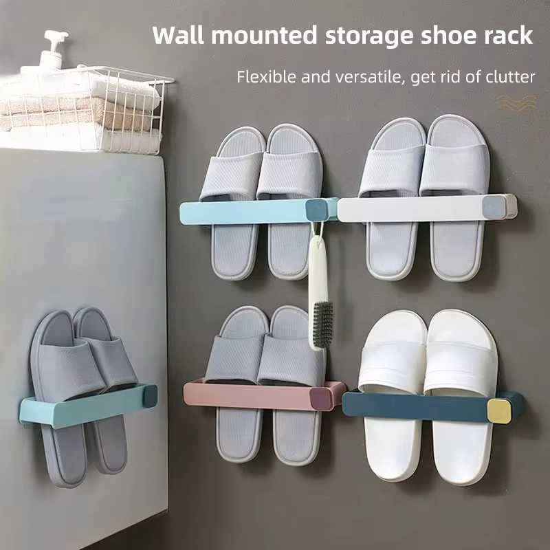 Support mural adhésif sans perçage pour chaussures et pantoufles de salle de bain