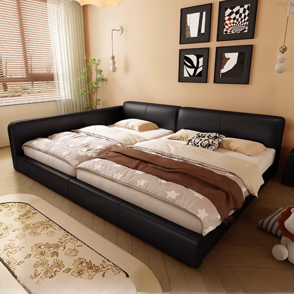 Lit De chambre moderne noir nordique pour enfants, ensemble De lit King Size pour garçons, rembourrage De couchage, meubles De maison