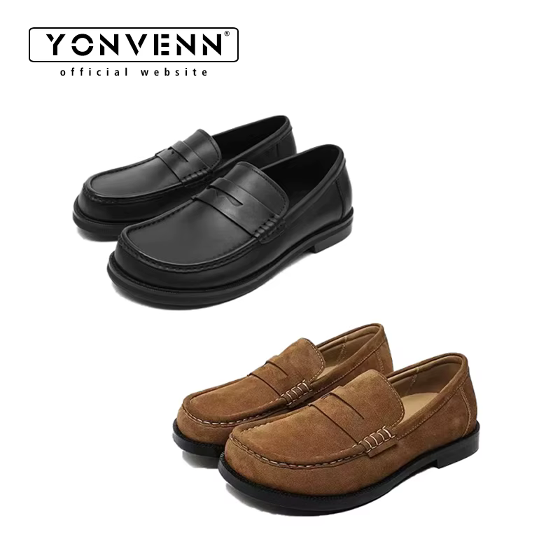 Printemps nouvelles chaussures de haricots pour hommes mocassins à semelles souples en daim de vache marron travail