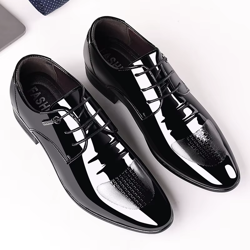Chaussures Oxford de Luxe en Cuir Verni Respirant pour Homme