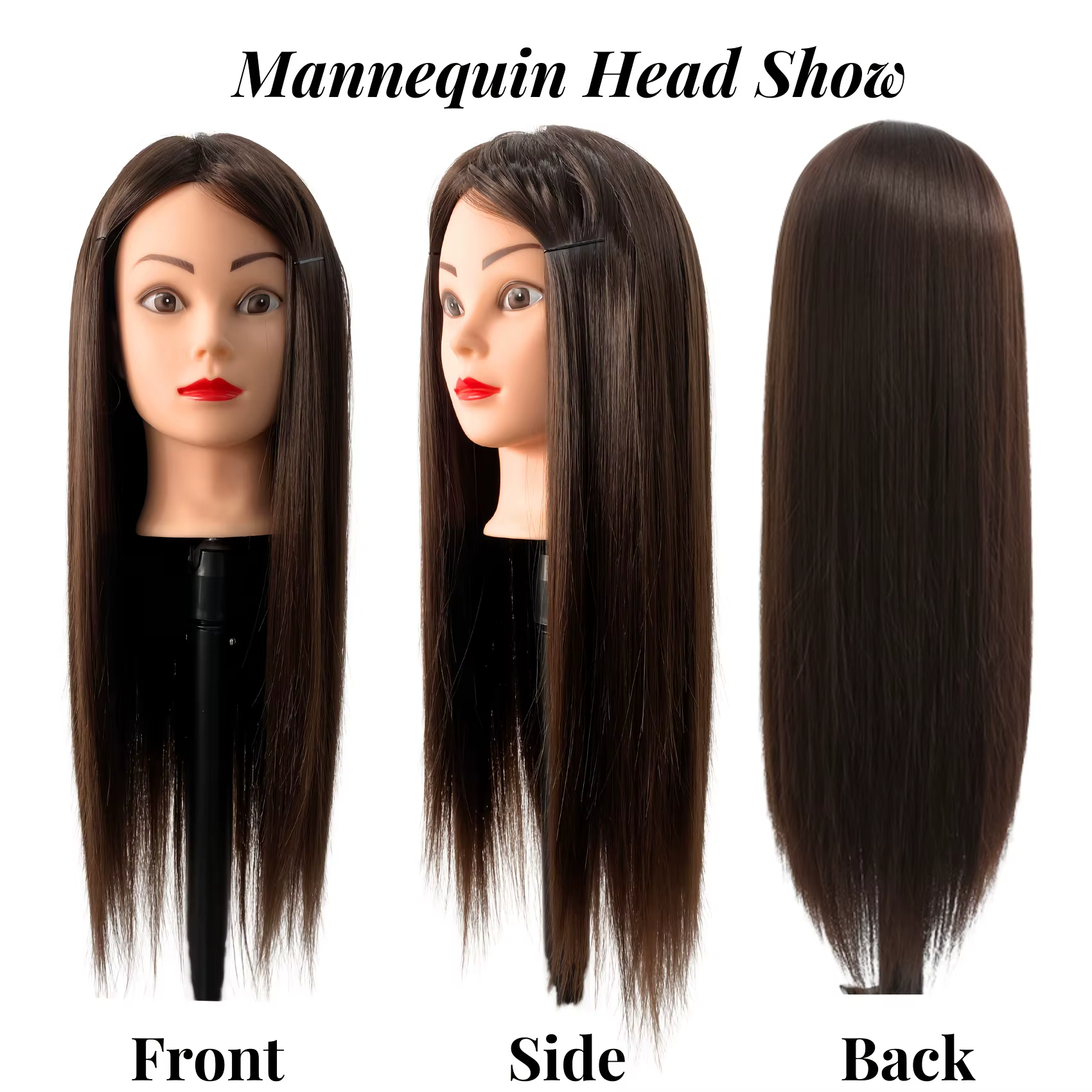 Tête de mannequin femme professionnelle de 26 pouces avec cheveux pour tresser, coiffage et pratique de conception, démonstration de coiffure