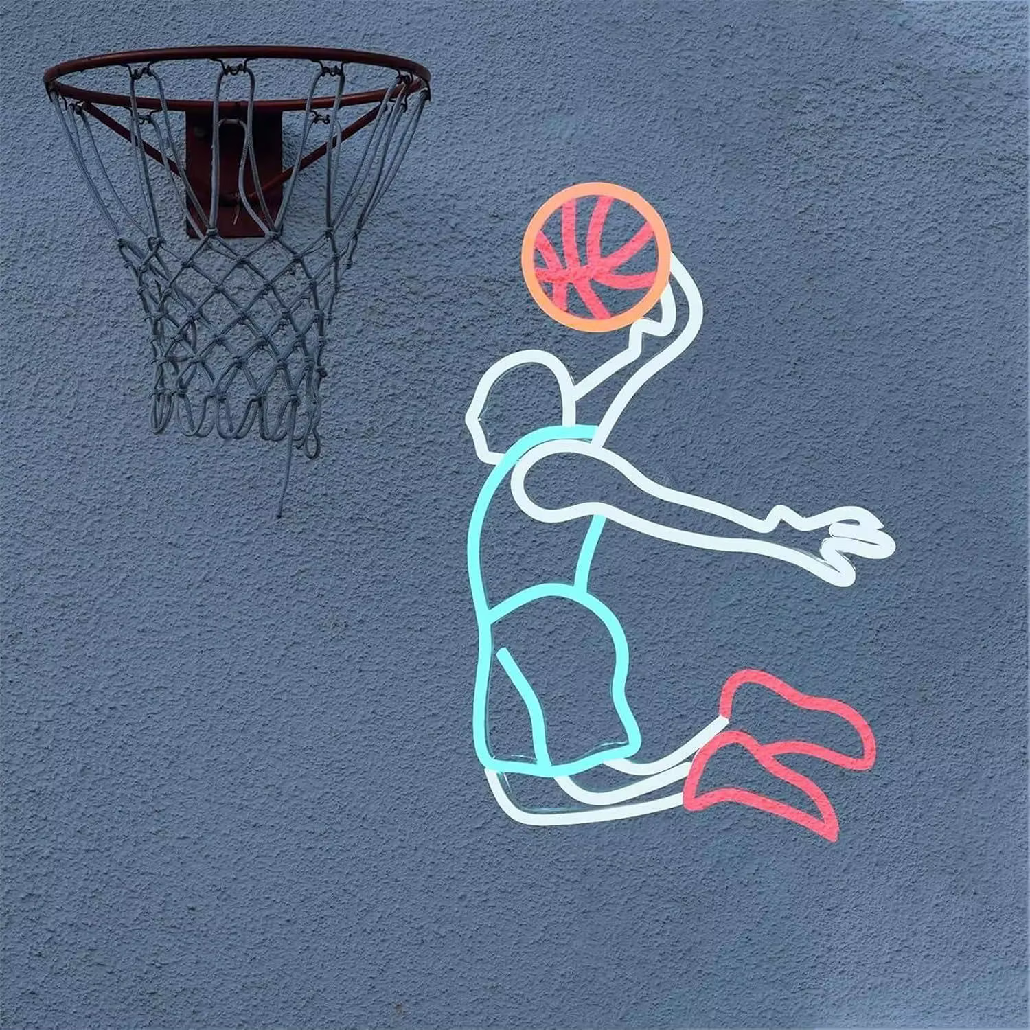 Enseigne néon LED dimmable « Joueur de basketball en dunk » pour bar sportif, « man cave », salle de jeux, chambre de garçons adolescents, décoration murale, veilleuse
