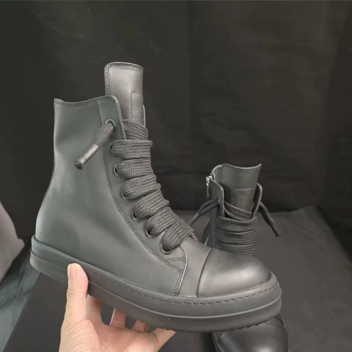 Marque r-o chaussure entièrement en cuir noir chaussures hommes Sneaker femmes haut