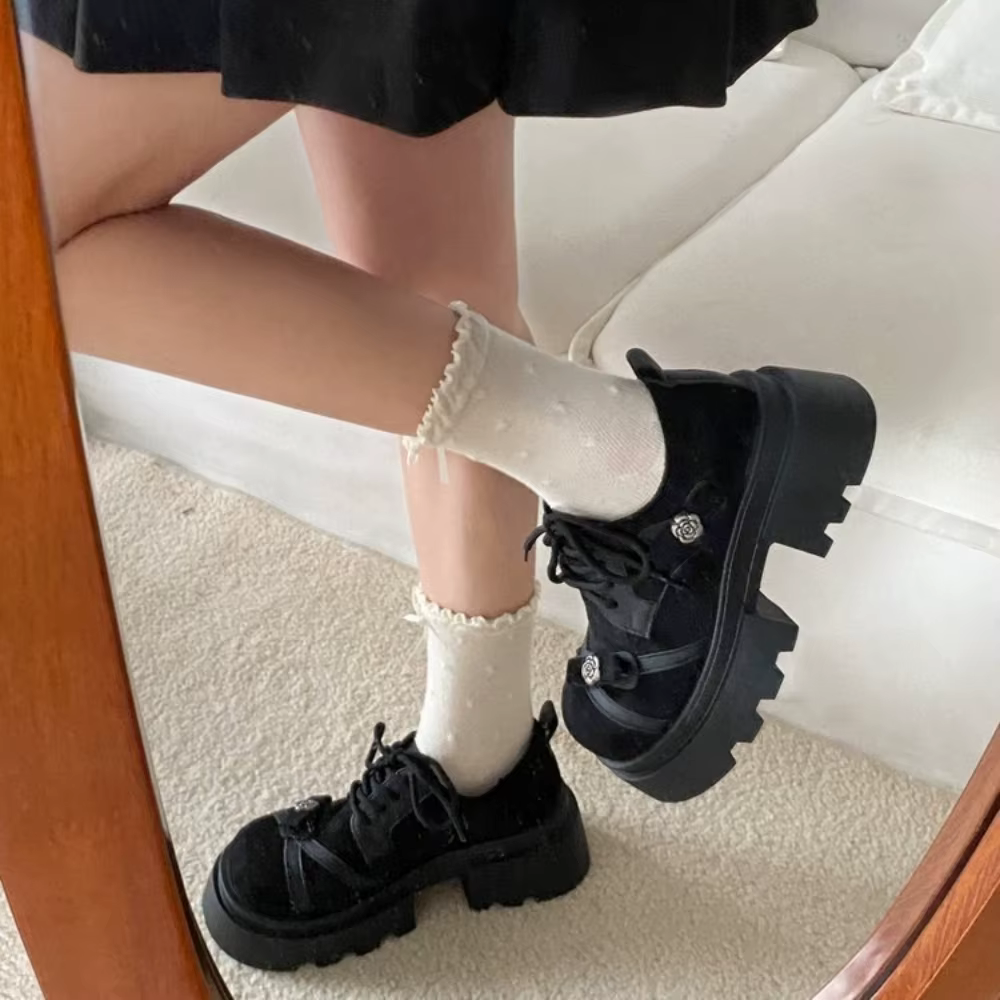 Chaussures à plateforme tendance Y2K pour femmes avec boucle rose et lanières