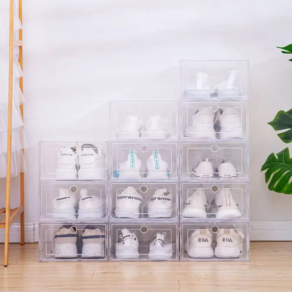 Boîte à Chaussures Transparente en Plastique Empilable