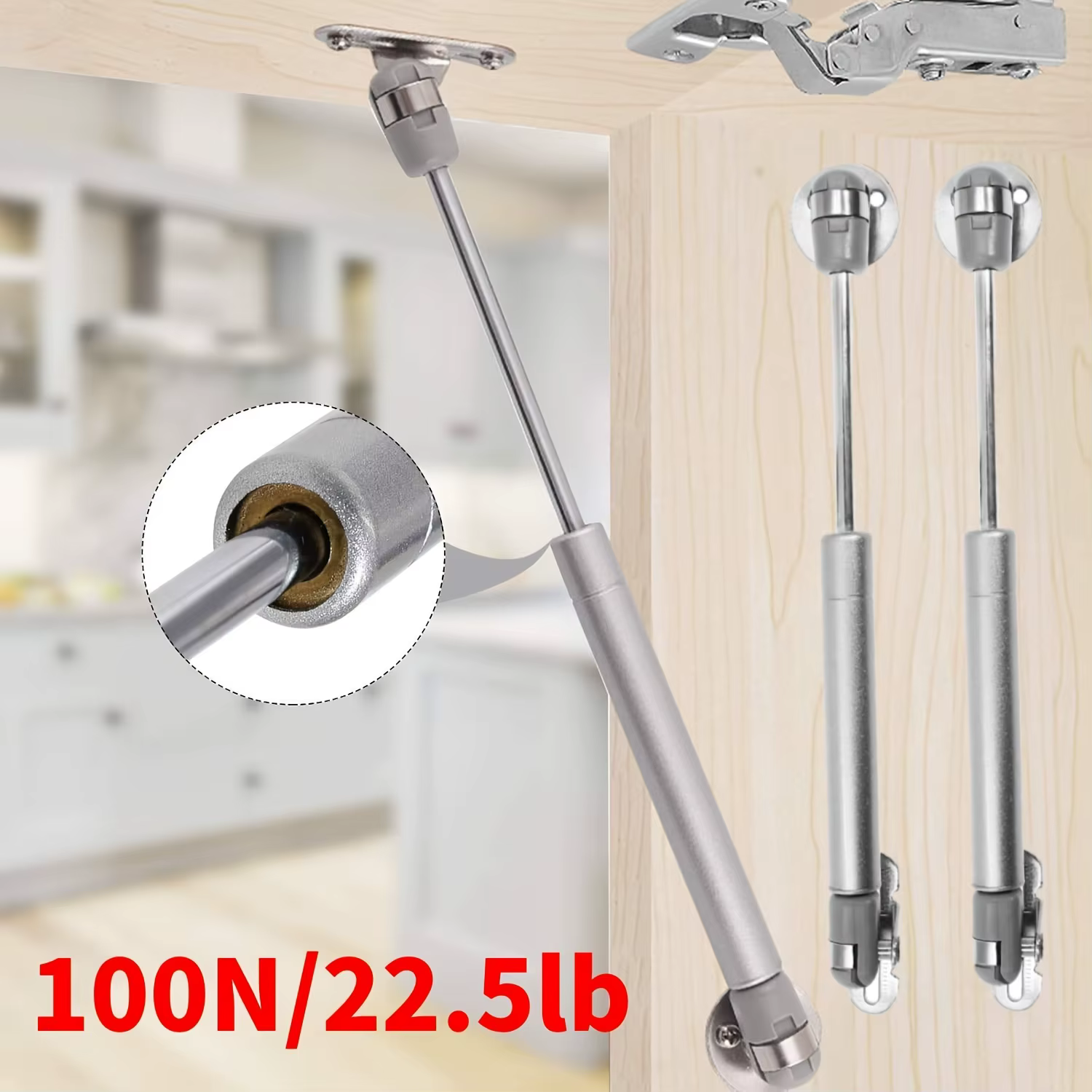 Charnière de support de couvercle à ressort à gaz à ouverture douce hydraulique, style classique, finition métallique polie, pour montage sur porte