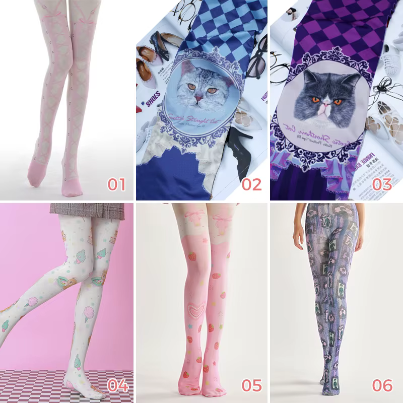 Collants de tatouage Harajuku de style japonais pour femmes, bas de mode gothique rétro JK, collants Lolita, chaussettes mignonnes Kawaii