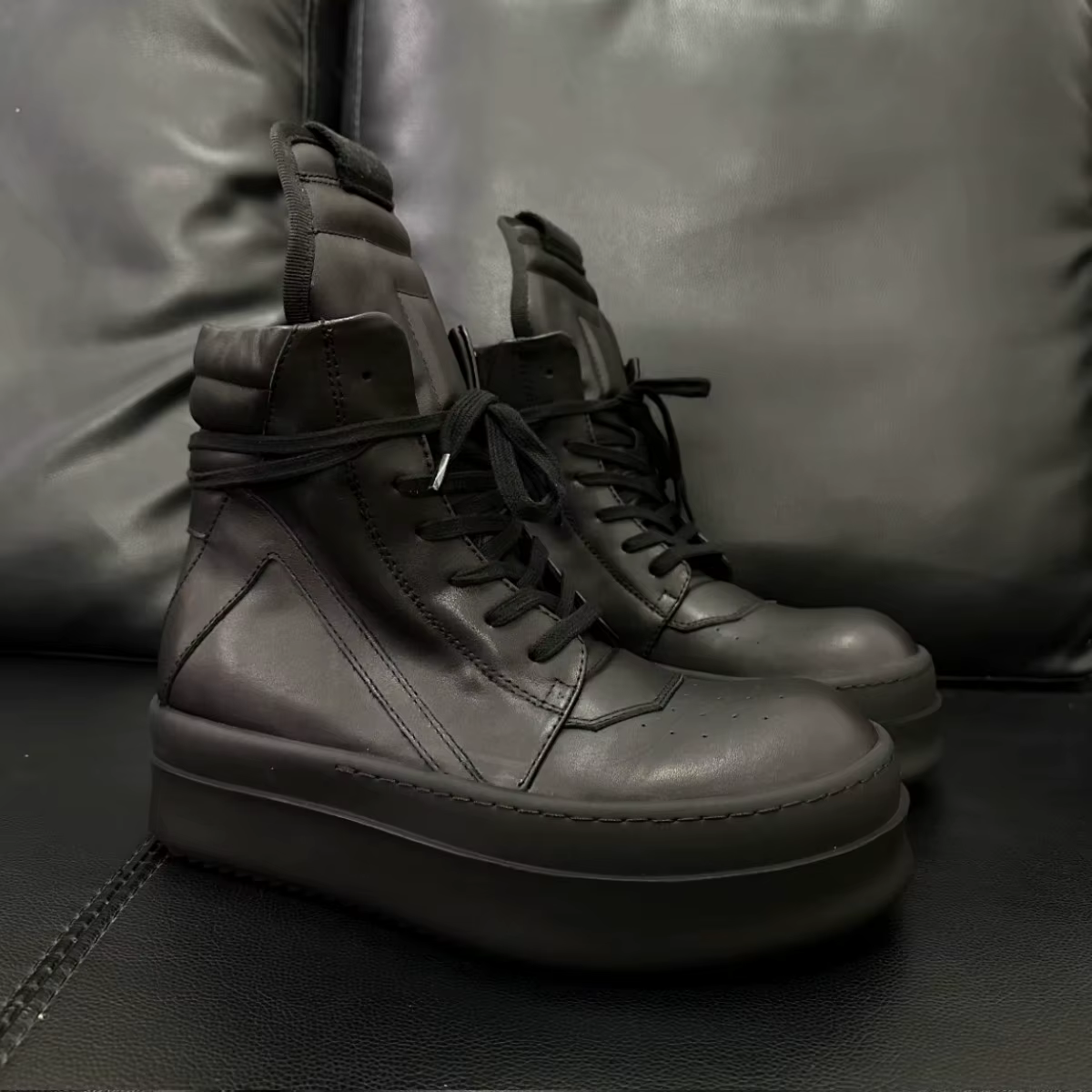 R-o Designer hommes chaussure femmes Sneaker chaussures hautes bottes en cuir noir luxe espadrilles décontractées fermeture éclair 6 cm semelle épaisse bottine