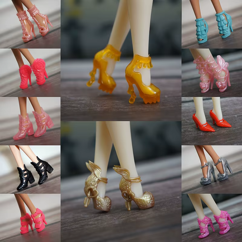 Chaussures plates à talons hauts pour filles, sandales à la mode, accessoires pour barbies, 1 paire