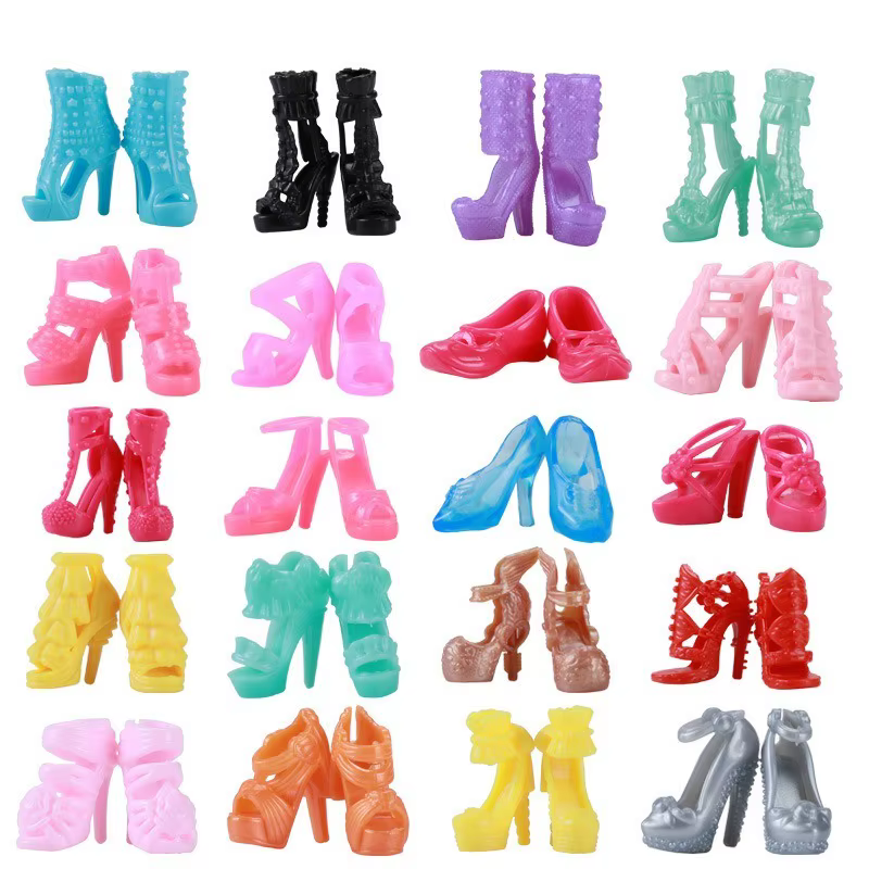 Vêtements et accessoires de poupée aléatoires, 32 pièces, 10 robes à la mode, 22 pièces de chaussures, lunettes, colliers, sac à main pour poupée Barbie