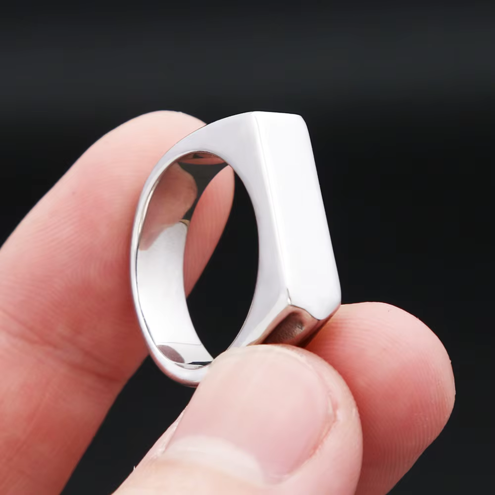 SION L-Bagues Simples en Acier Inoxydable pour Hommes et Femmes, Punk, Hip Hop, Bande Carrée, oral alière à Dessus pio, Charme de ix, Bijoux Cadeaux, Mode