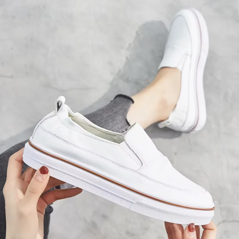 Baskets de mode femmes chaussures en cuir véritable plat printemps automne
