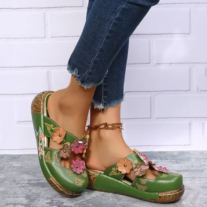 Chaussures mules compensées pour femmes