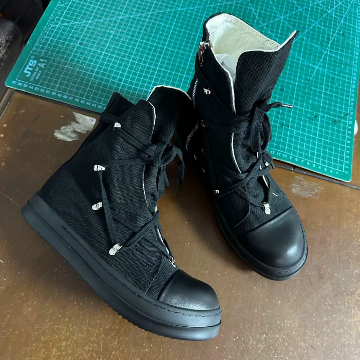 Ro classique concepteur Ro noir toile botte haut chaussure hommes chaussures décontractées de luxe ZIP femmes Sneaker semelle épaisse bottines