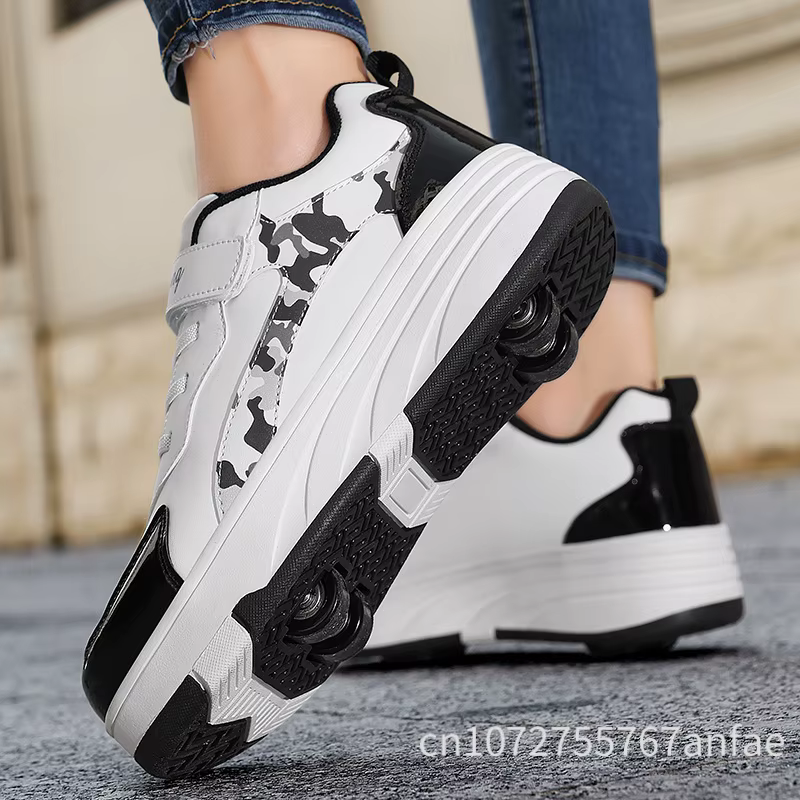 Chaussures de Skateboard pour enfants marche roulante double usage confortable résistant à l'usure en plein air patinage à roulettes baskets filles décontracté Sho