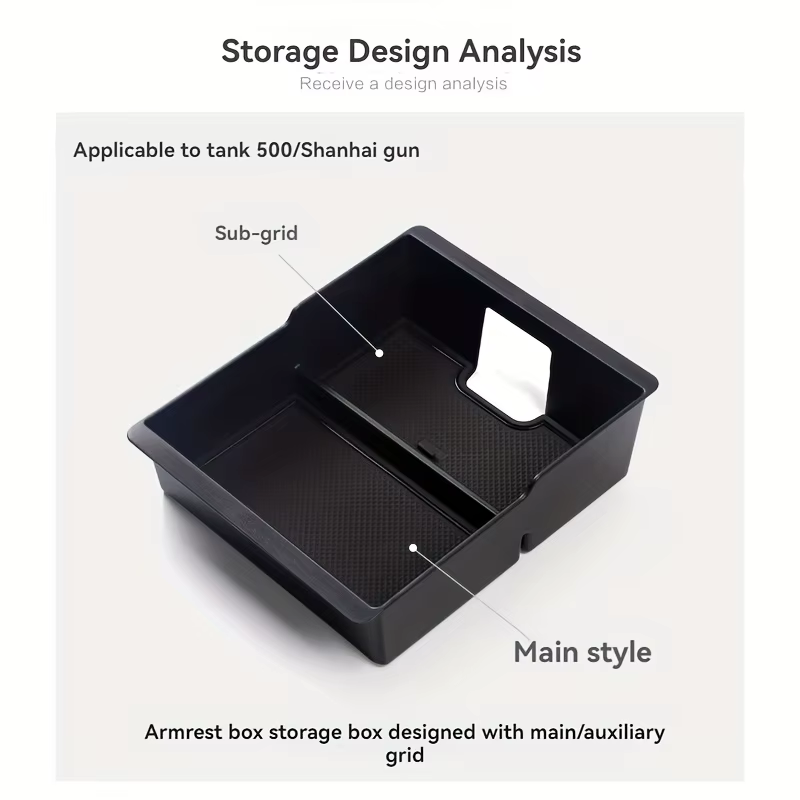 Accessoires d'intérieur de voiture plateau de Console centrale accoudoir boîte de rangement diviseur ABS noir plateau de voiture fonctionnel pour réservoir Great Wall 500