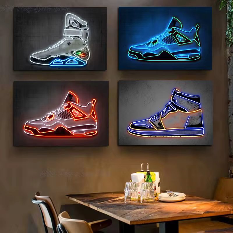Chaussures de baskets d'art néon
