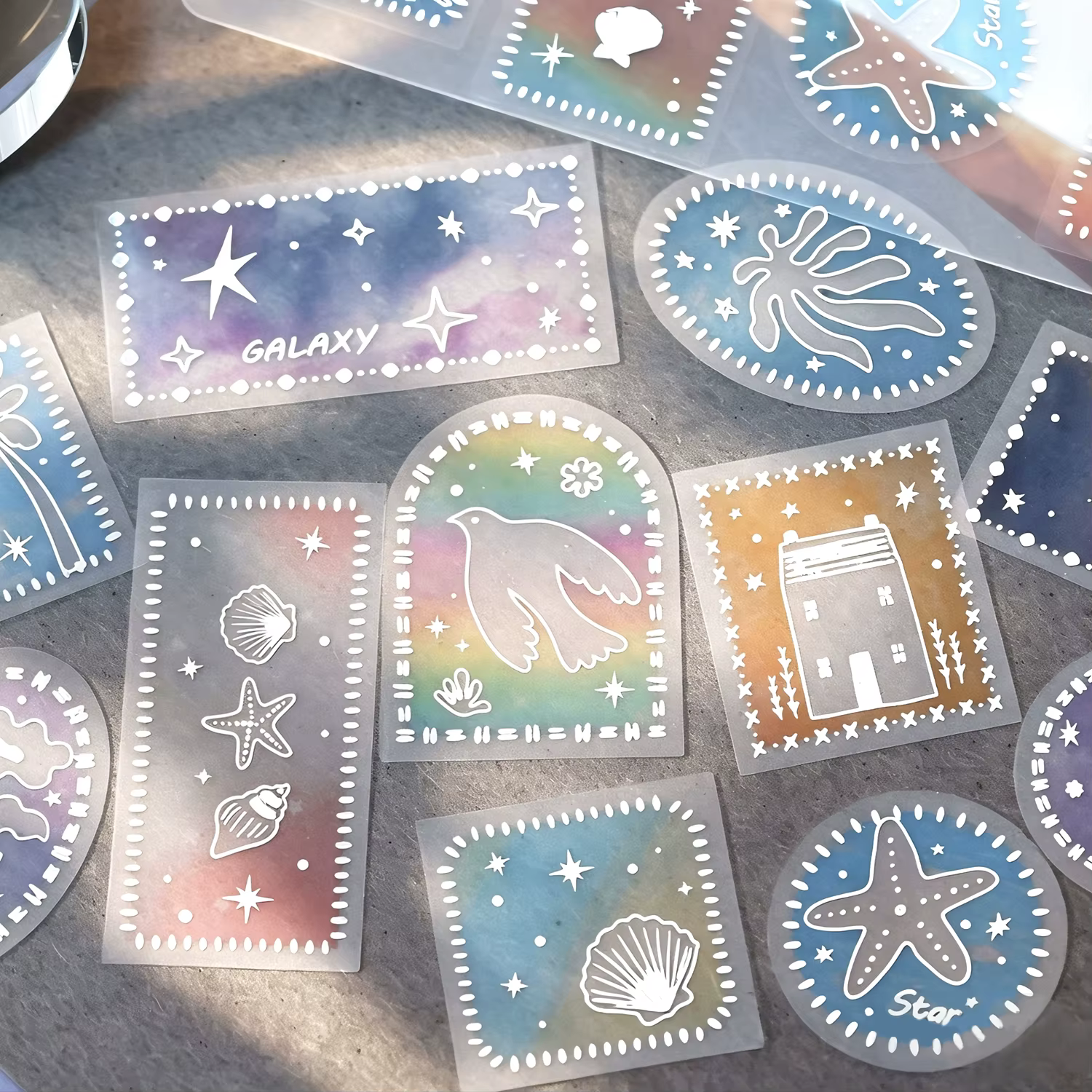 4style Starry Rover Series PET Sticker Watercolor Blending Theme Material Collage Sticker DIY Junk Journal Scrapbook Diary Decor