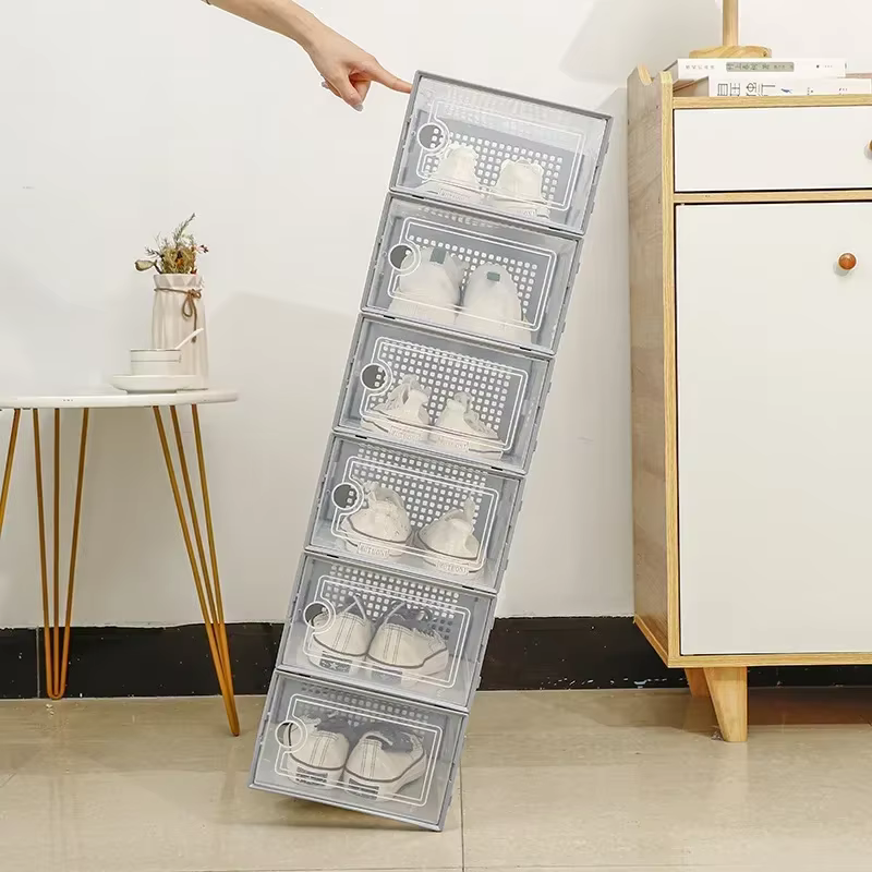 Boîte à chaussures transparente épaissie à double cadre