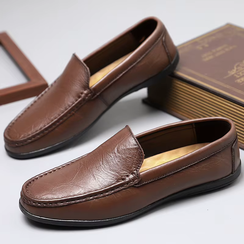 Chaussures de conduite décontractées en cuir pour hommes