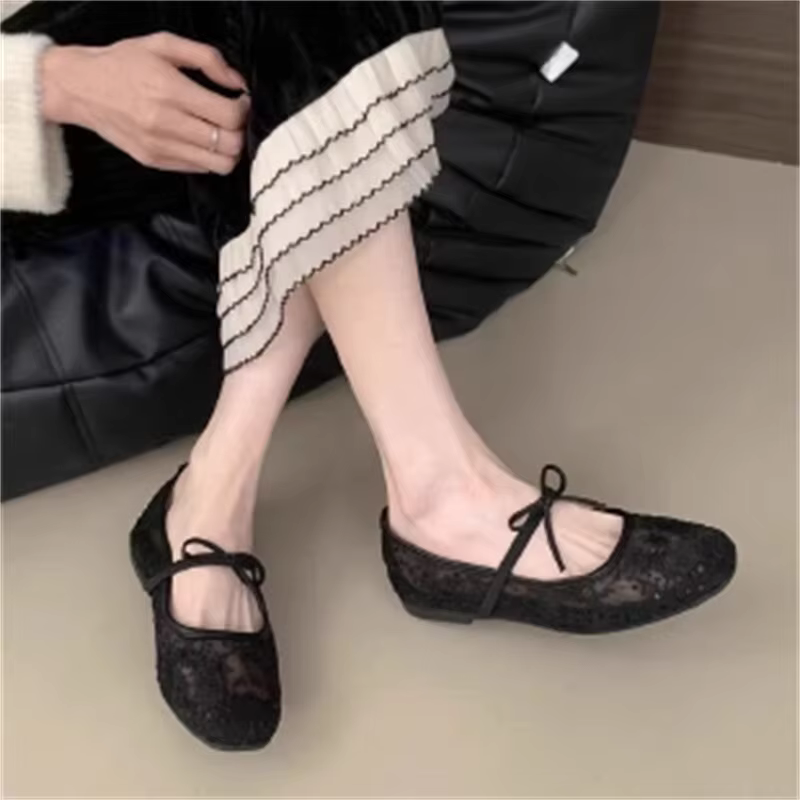 Nouvelles Chaussures Plates Féeriques en Maille avec Nœud 2026 pour Femmes – Respirantes et à Bout Peu Profond