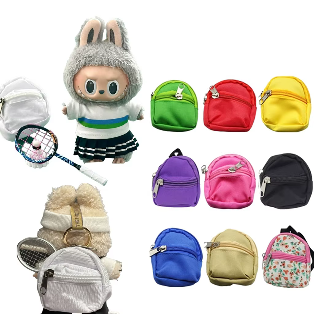 Labubu toile poupée sac à dos accessoires multicolore pour Labubu peluche poupée 1/6 BJD Barbie Blythes Ropa poupée sac jouets accessoires