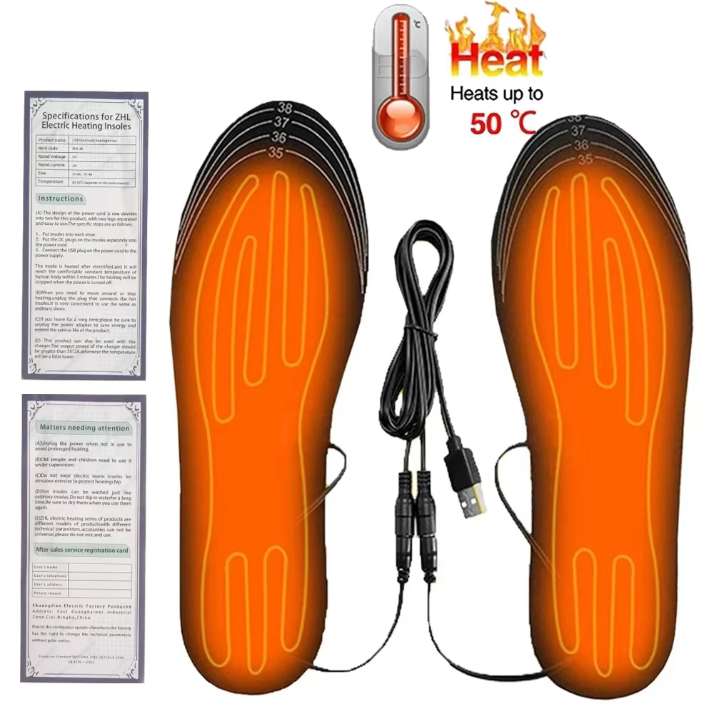 Semelles intérieures de chaussures chauffantes USB pieds chaussettes chaudes tapis