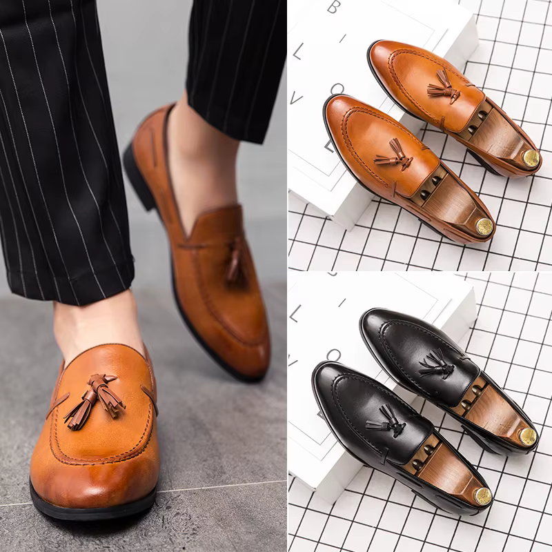 Wedding Shoes For Men Slip On Loafers Trend Tassels Leather