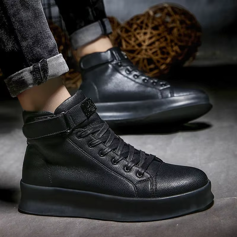 Mode luxe hommes rouge baskets hautes en cuir PU espadrilles décontractées
