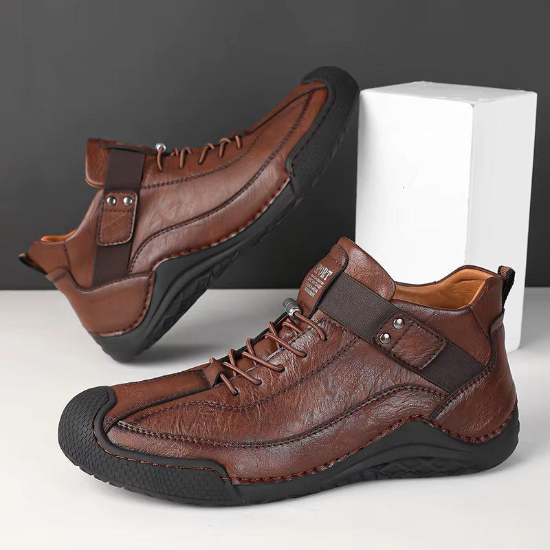 Bottes décontractées en cuir cousues à la main pour hommes