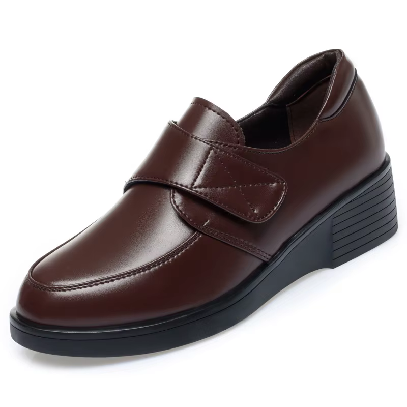 Nouvelle collection printemps – Chaussures en cuir à talon bas compensé pour femme
