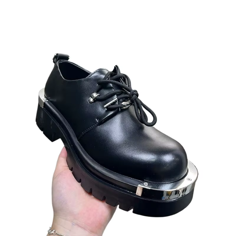 Mode Style hommes Derbys plat marque chaussures pour homme pur noir