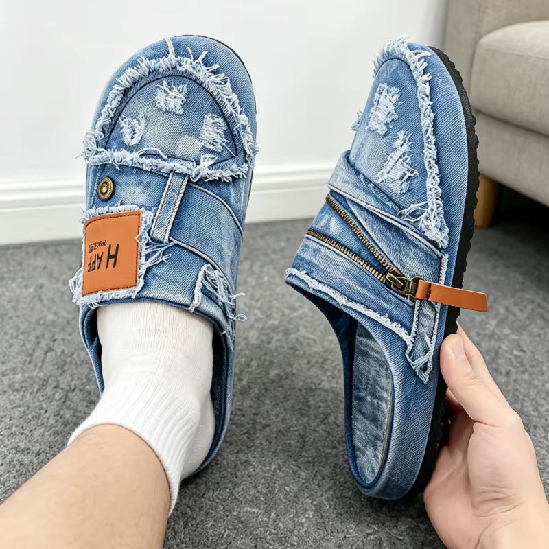 Chaussures décontractées tendance pour hommes été 2026 en toile denim bleue