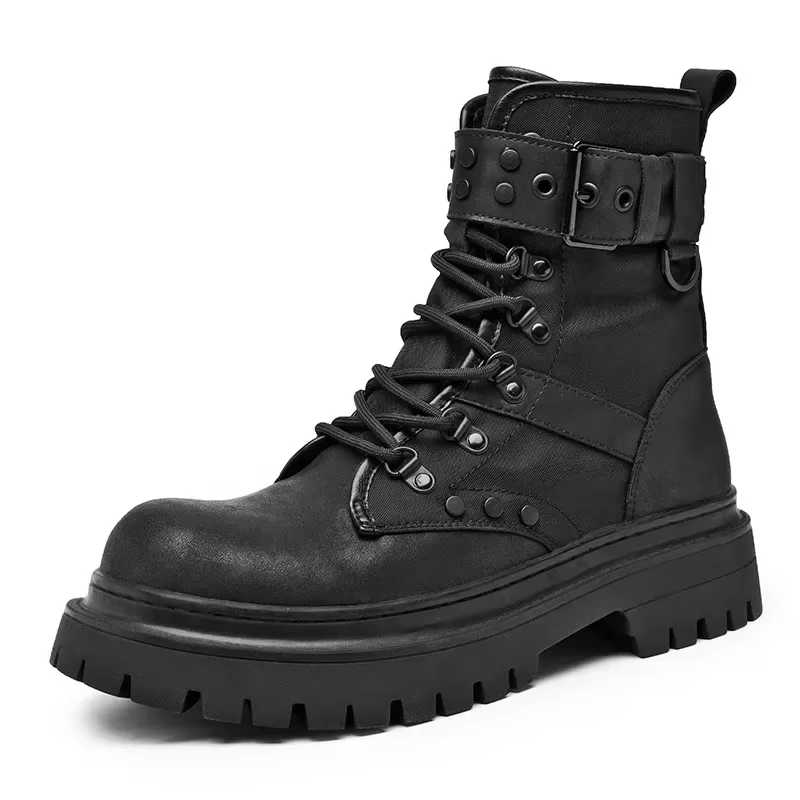 Bottes pour hommes 2025 automne rétro style britannique noir vêtements de travail