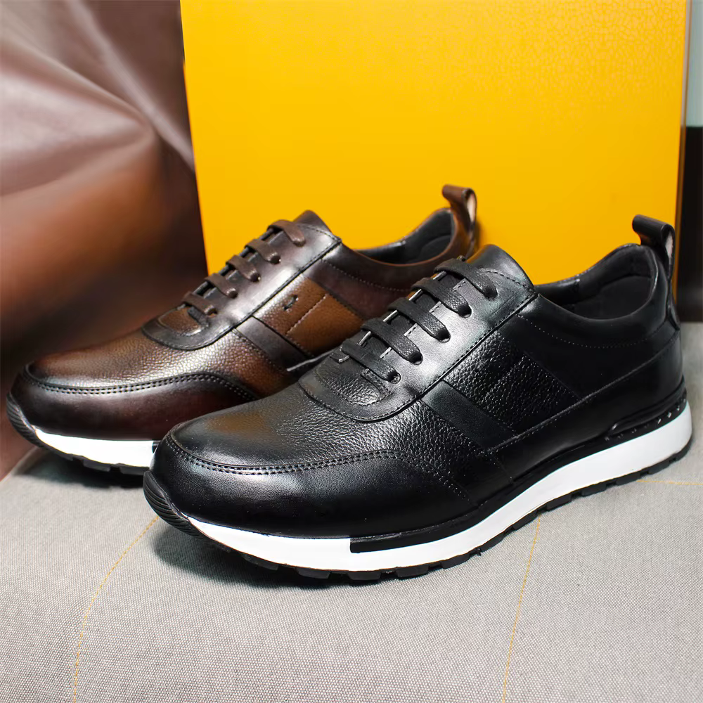 Baskets classiques en cuir véritable pour hommes