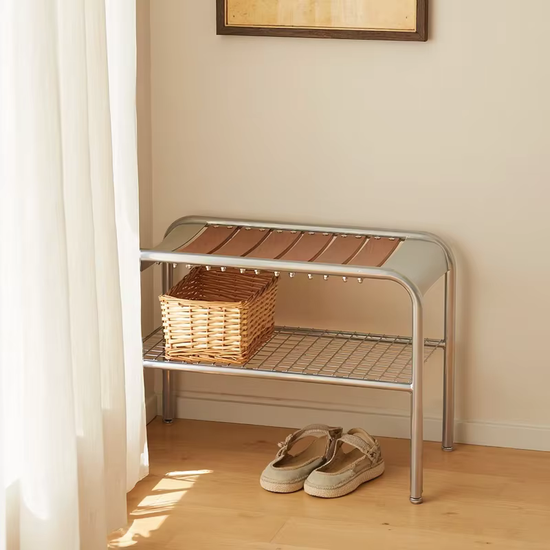 Tabouret en bois pour salon, tabouret métallique de rangement pour entrée, tabouret de sol vintage pour changer de chaussures, meubles pour la maison, mobilier du milieu du siècle