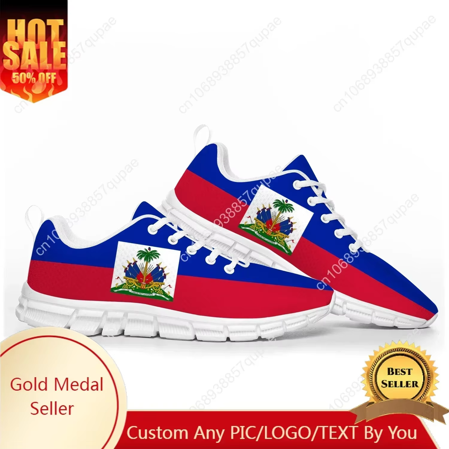 Chaussures de sport drapeau haïtien pour hommes et femmes