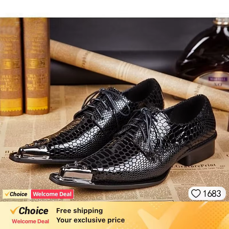 Chaussures en cuir italien noir pour hommes