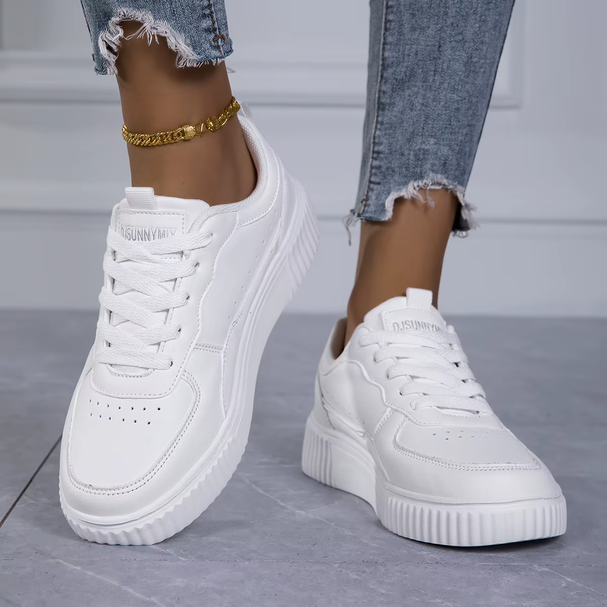 Baskets blanches décontractées pour femmes