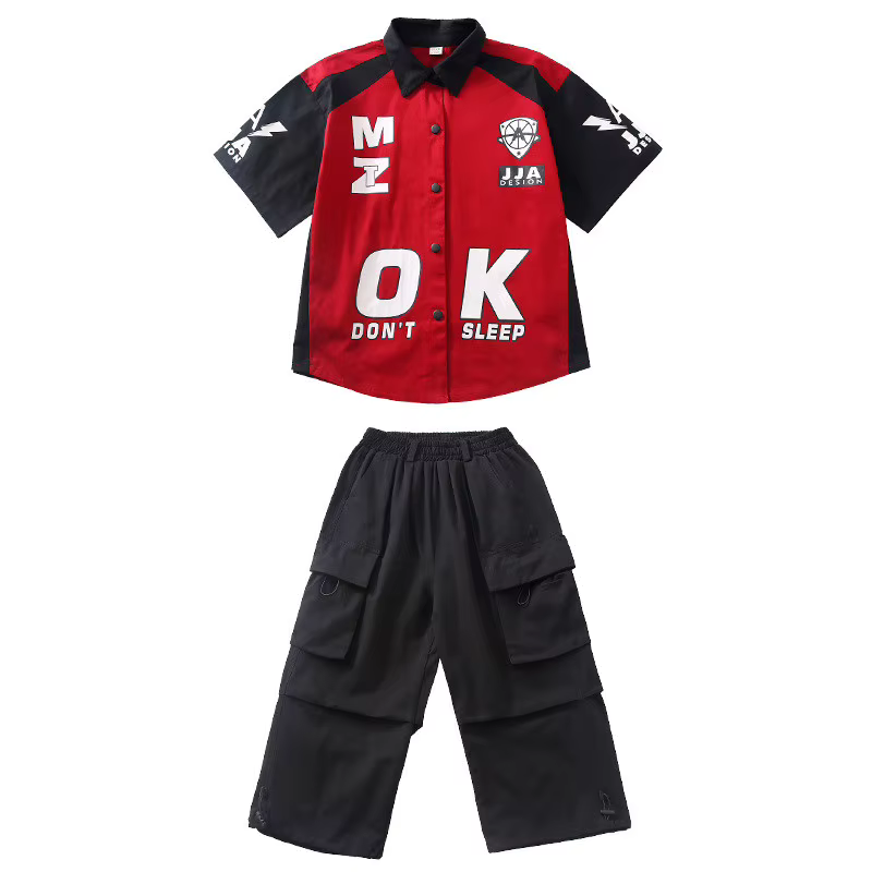 Costume de danse de rue Jazz pour enfants, chemise à manches longues, ensembles pantalons en Denim, vêtements de danse de salle de bal, vêtements Hip Hop pour adolescents