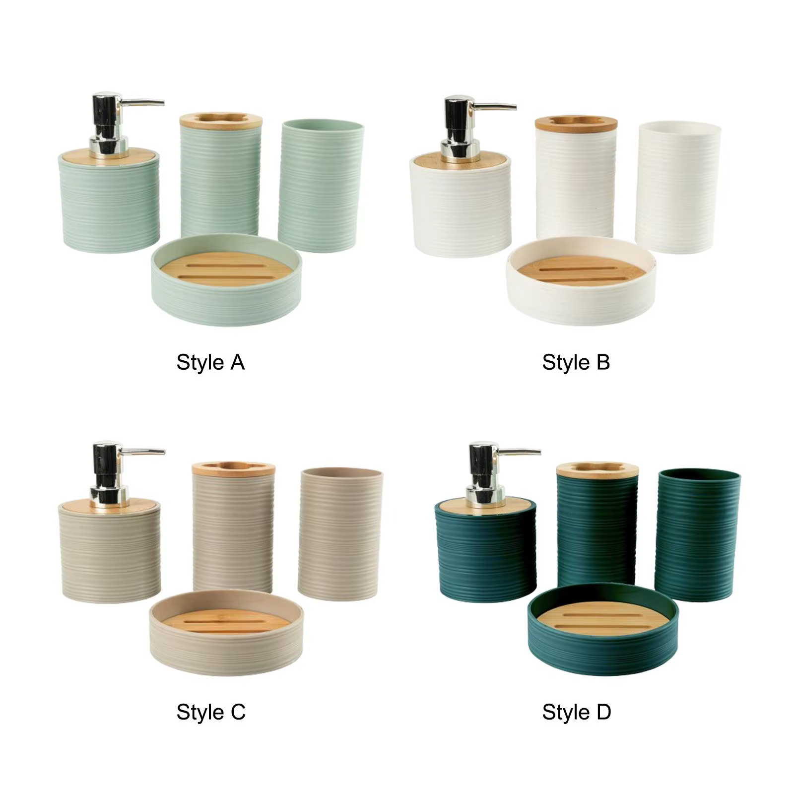 Ensemble d'accessoires de salle de bain 4 pièces, ensemble complet d'accessoires de bain, décor de salle de bain