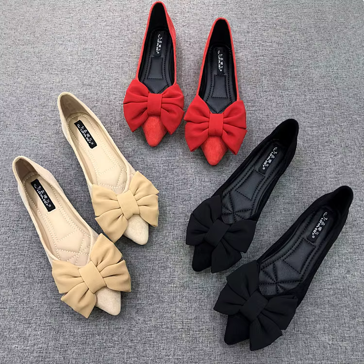 Chaussures plates en cuir velours pour femmes