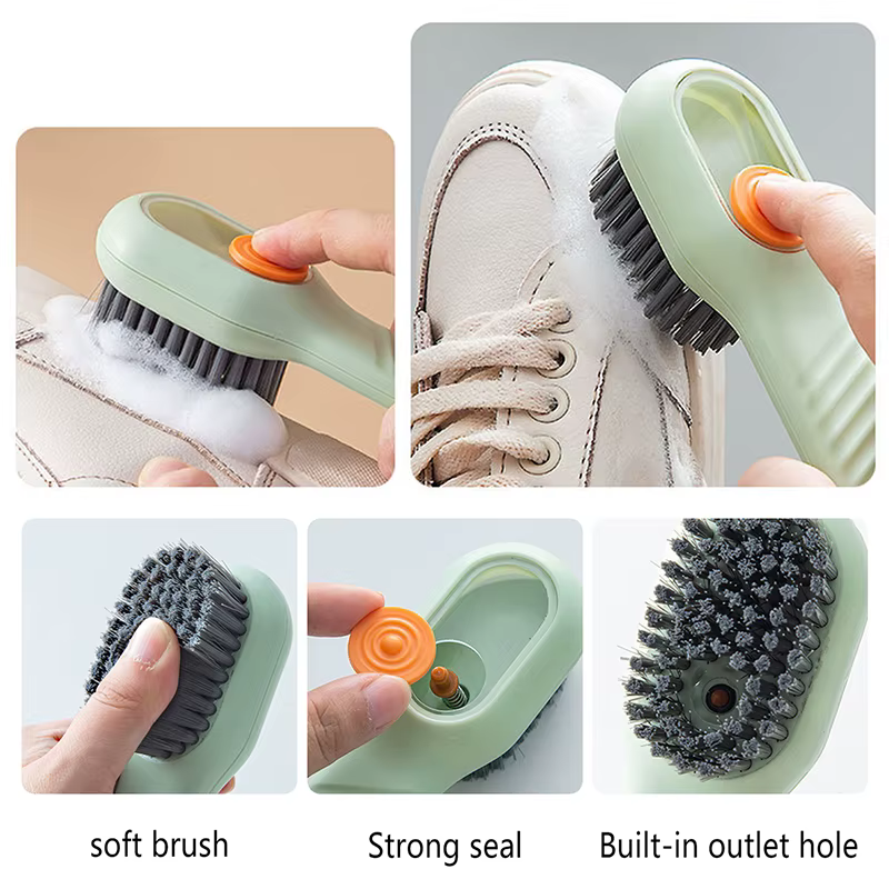 Brosse à chaussures multifonctionnelle à décharge automatique de liquide