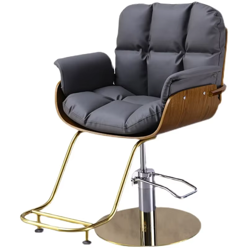 Chaise de barbier noire esthétique, chaise de salon de beauté rétro classique, équipement de cheminée, meubles
