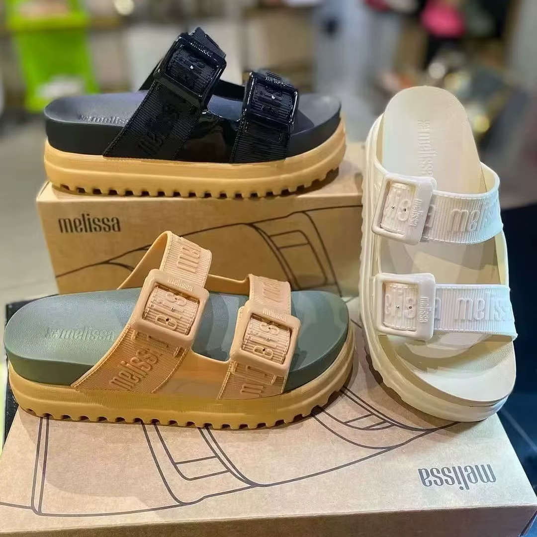 Mini Melissa été mode transfrontalière femmes décontracté plate-forme pantoufles dames sans lacet semelle épaisse glisser fille chaussure de plage 35-40