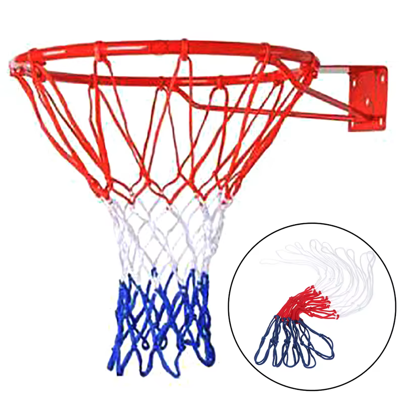Filet de basket-ball de sports de plein air, fil de nylon standard, cerceau de basket-ball, filet de maille, panneau arrière, boule de jante, 12 boucles