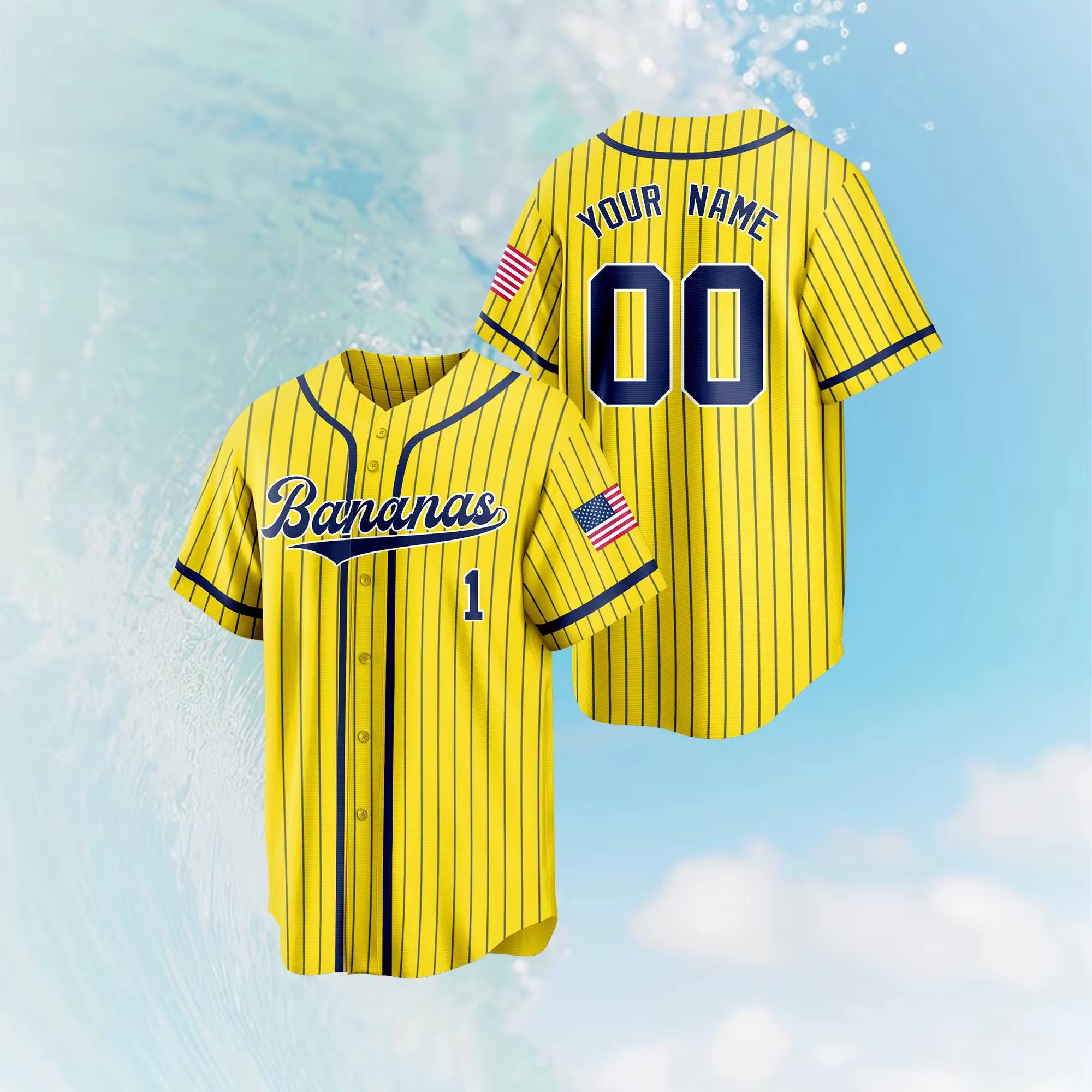 Maillot de baseball personnalisé pour équipe Bananas, maillot amusant Bananas, maillot Let's Go Bananas, maillot personnalisé avec nom et numéro d'équipe Savannah