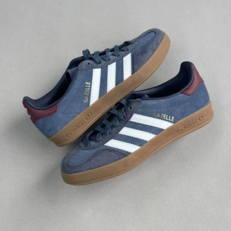 Adidas Originals Gazelle Indoor Homme Femme Retro Anti-Slip Chaussures de sport confortables Unisexe German Training Bleu marine Blanc JI3522